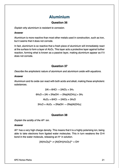 Chemistry A-Level Model Answers | Inorganic Chemistry