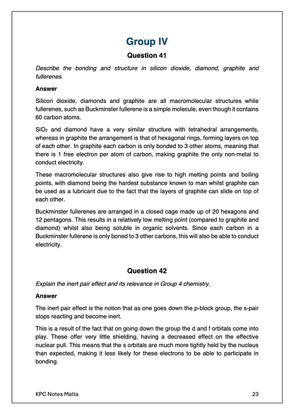 Chemistry A-Level Model Answers | Inorganic Chemistry