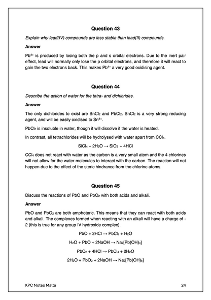 Chemistry A-Level Model Answers | Inorganic Chemistry