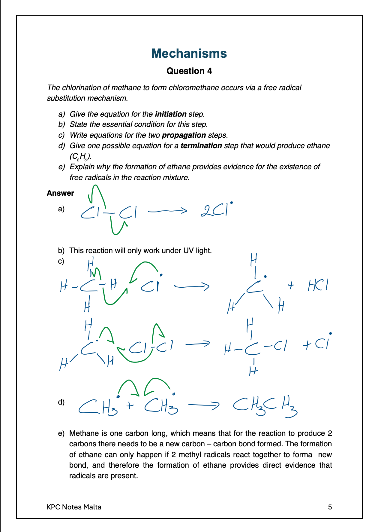 Chemistry A-Level All Model Answers