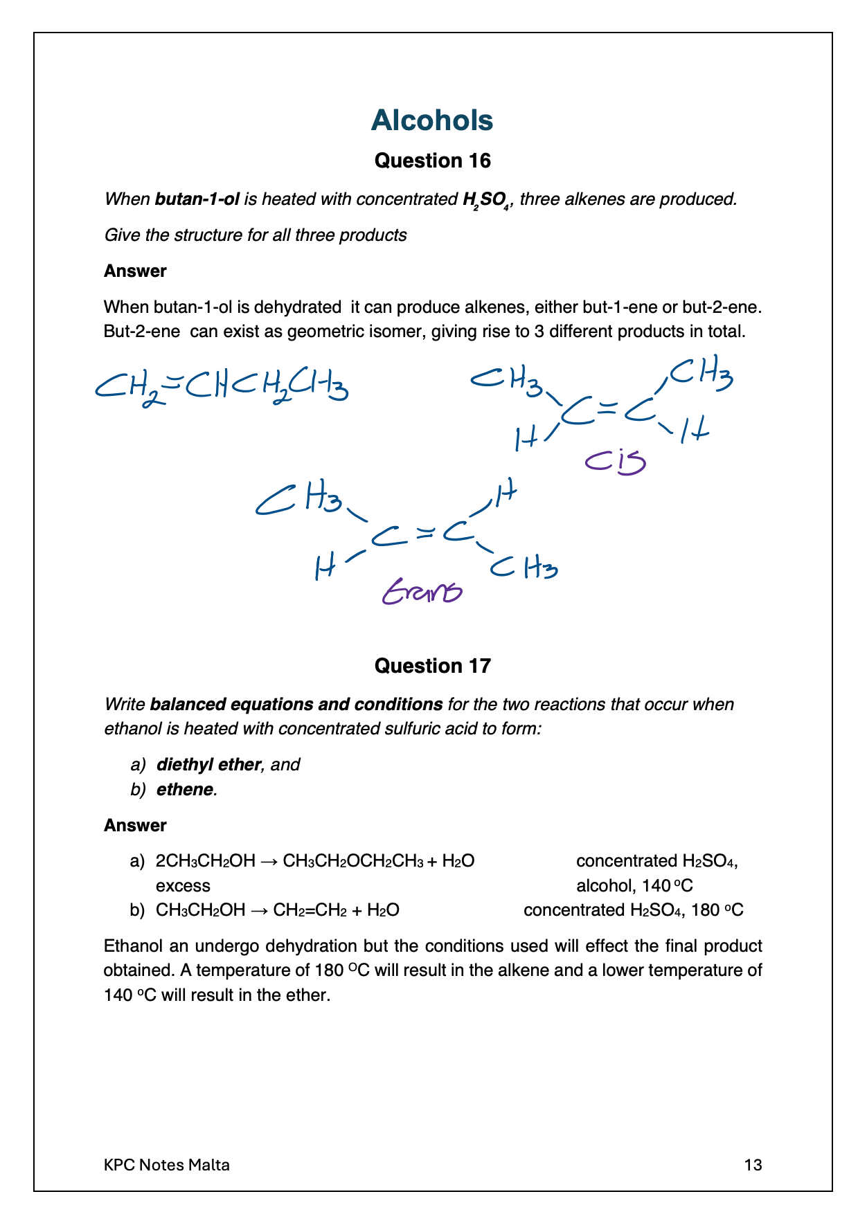Chemistry A-Level All Model Answers