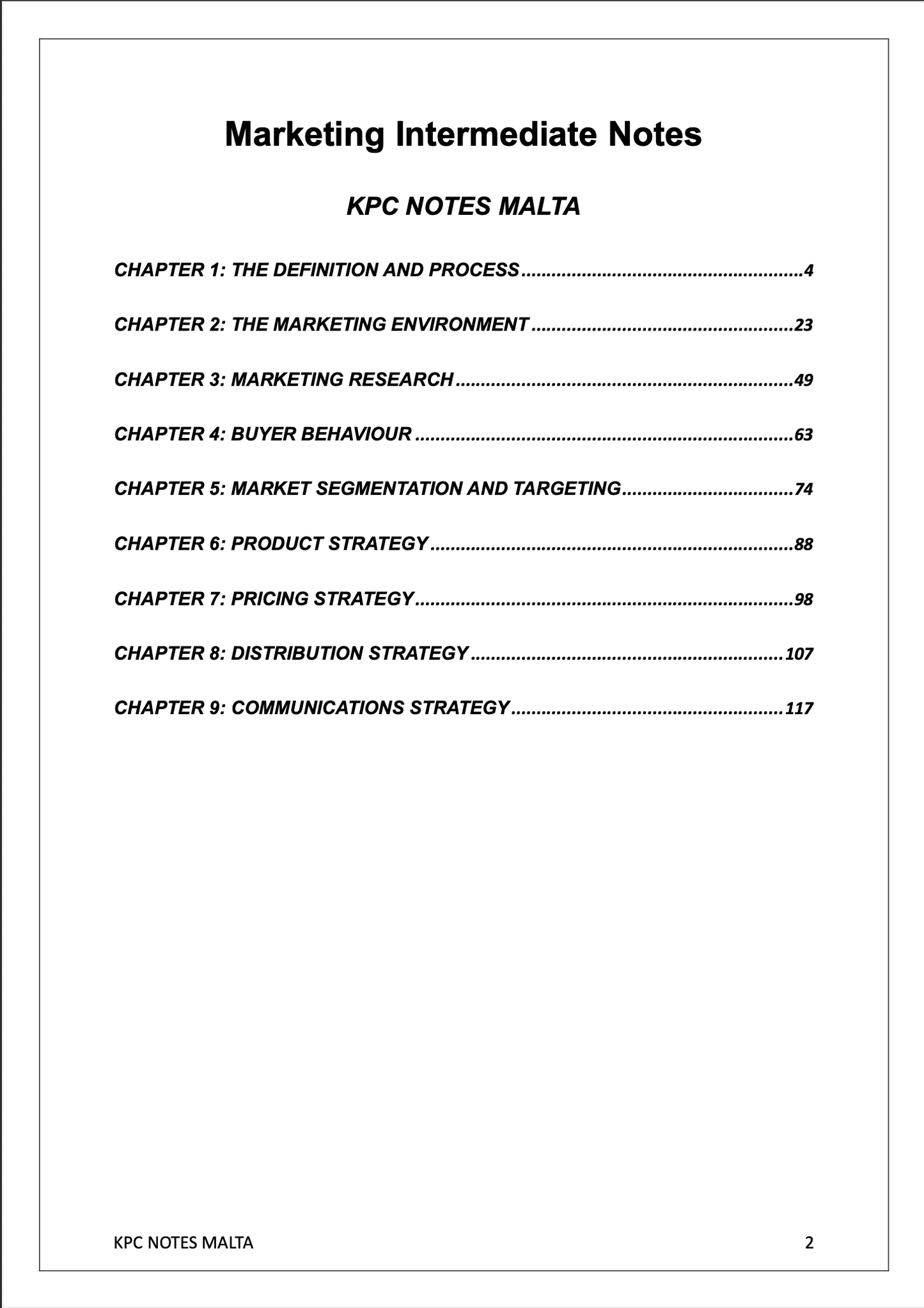 Intermediate Marketing | Full Syllabus Notes