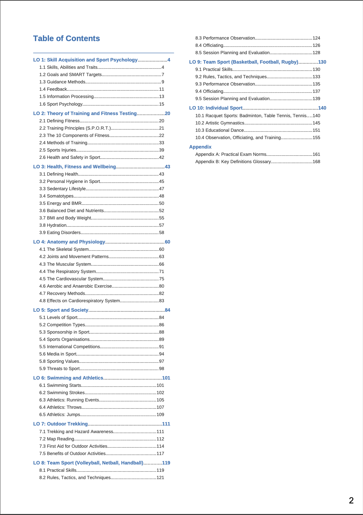 O-Level Physical Education Notes