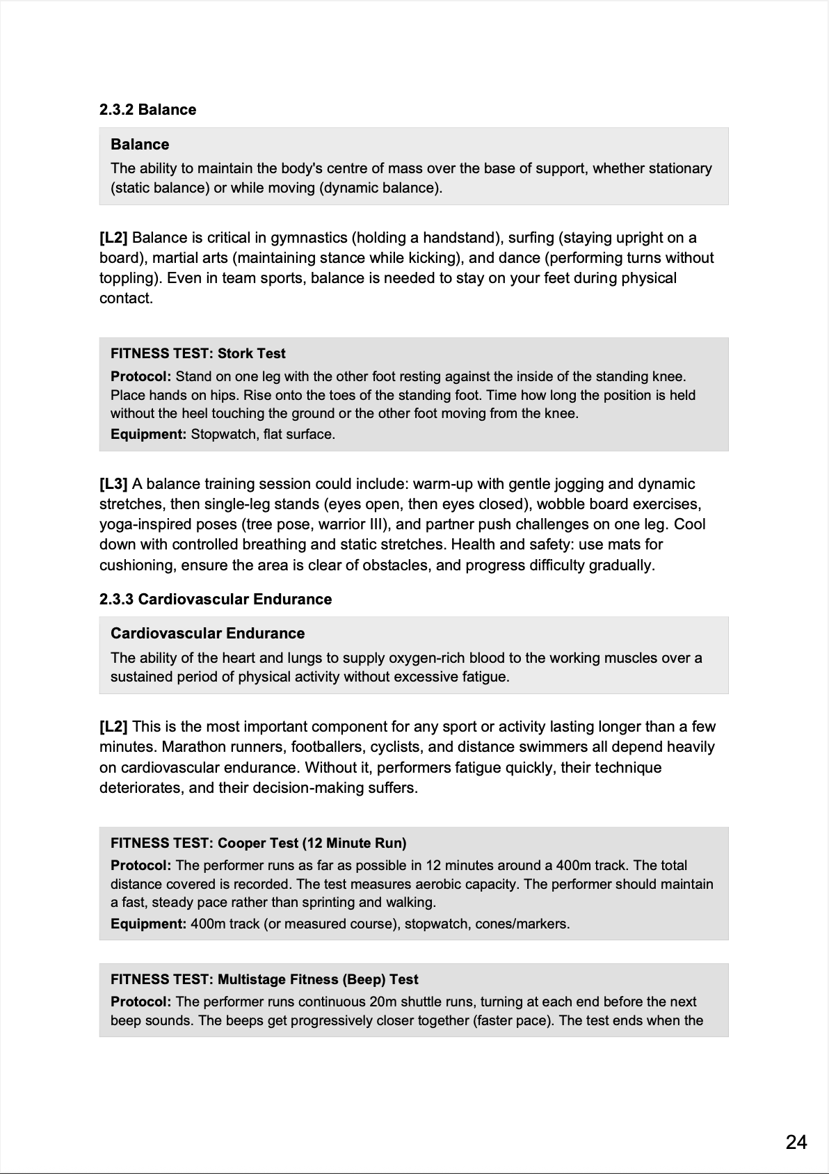 O-Level Physical Education Notes