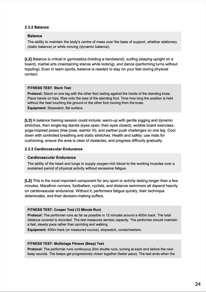 O-Level Physical Education Notes