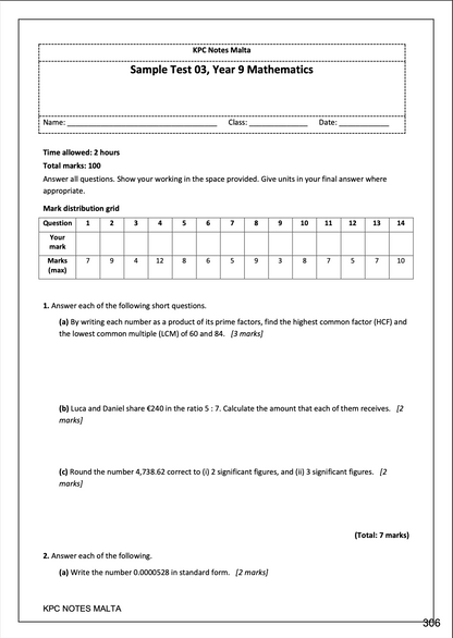 Year 9 | Mathematics Revision Notes & Workbook