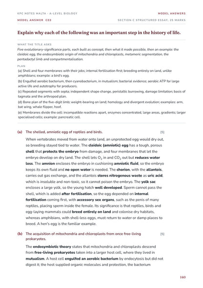 Model Answers: a Section C structured essay, five parts answered