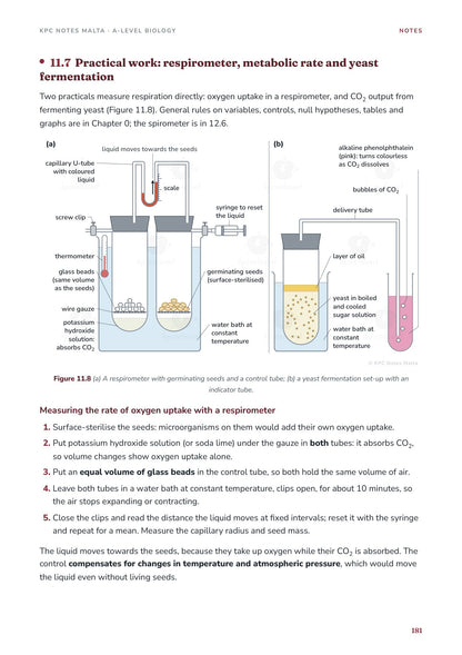 Note Pack: practical work, the respirometer and yeast fermentation