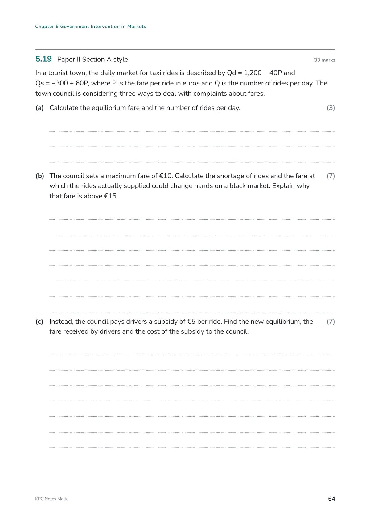 Exam Questions: a Paper II Section A style data response question (page 64)