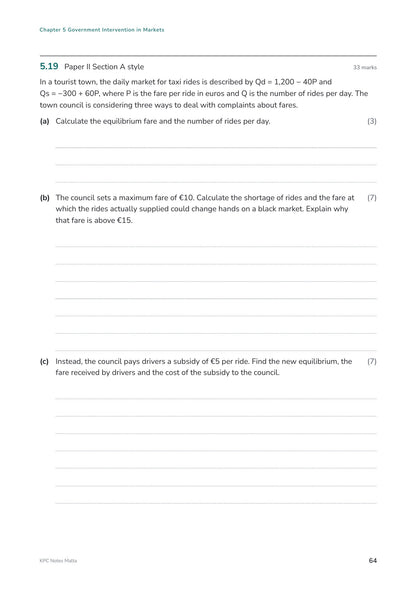 Exam Questions: a Paper II Section A style data response question (page 64)