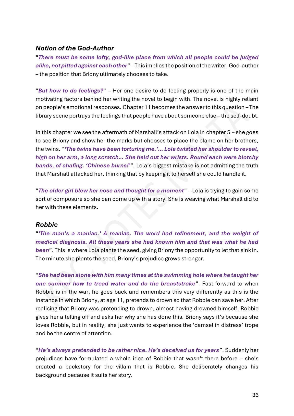 Notes – Part One: the notion of the God-author, with key quotations (notes page 36)