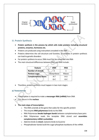 Genetics: protein synthesis and transcription (page 108)