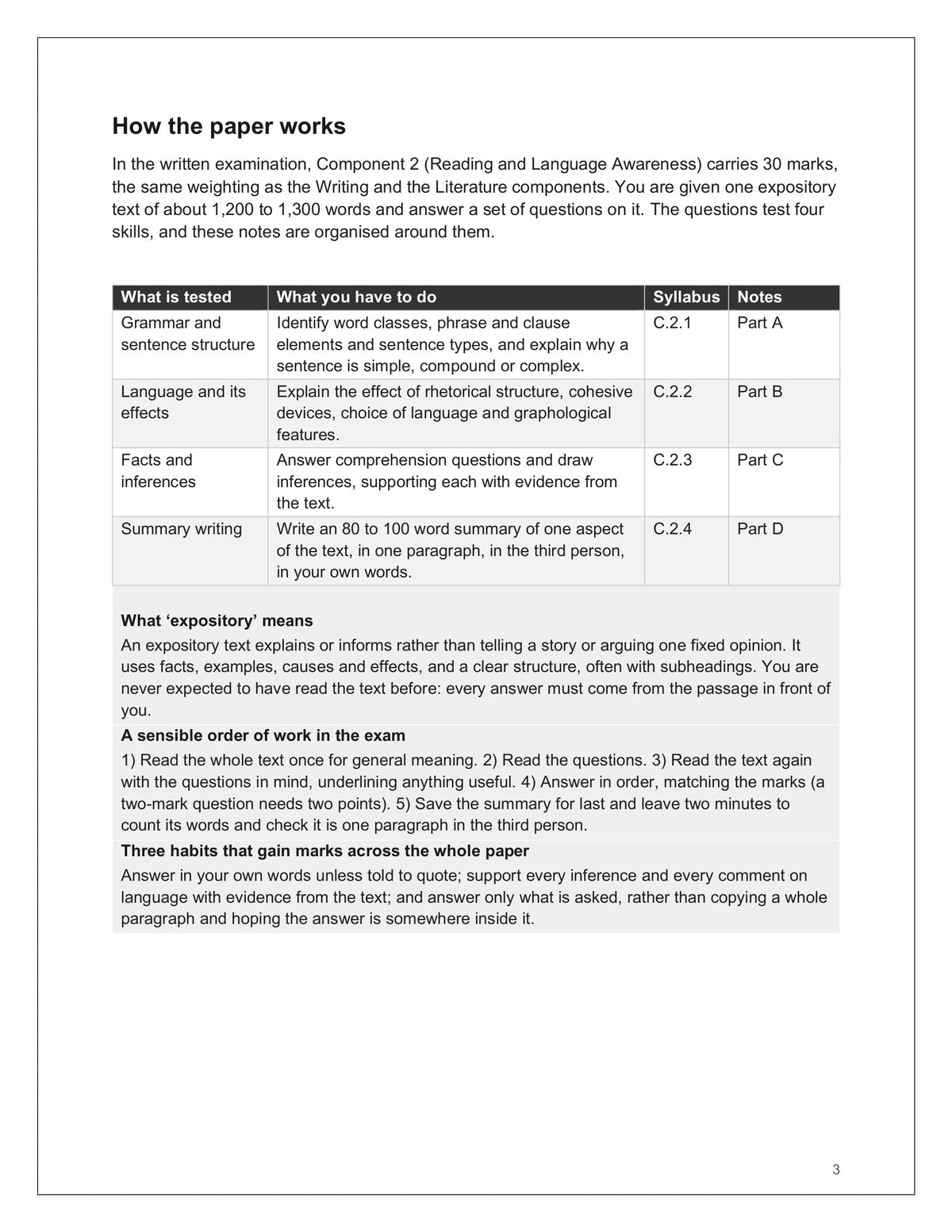 Reading & Language: how Component 2 works and what it tests (page 3)