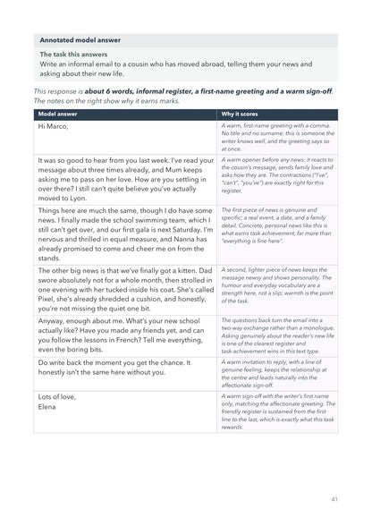 Text-Type Chapters: a model answer beside a why-it-scores commentary