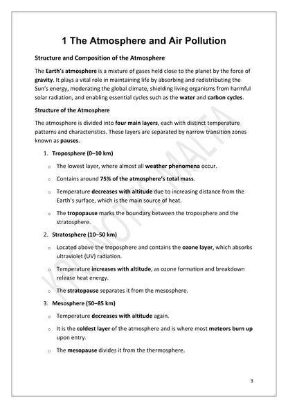 The Atmosphere and Air Pollution: the four layers of the atmosphere (page 3)