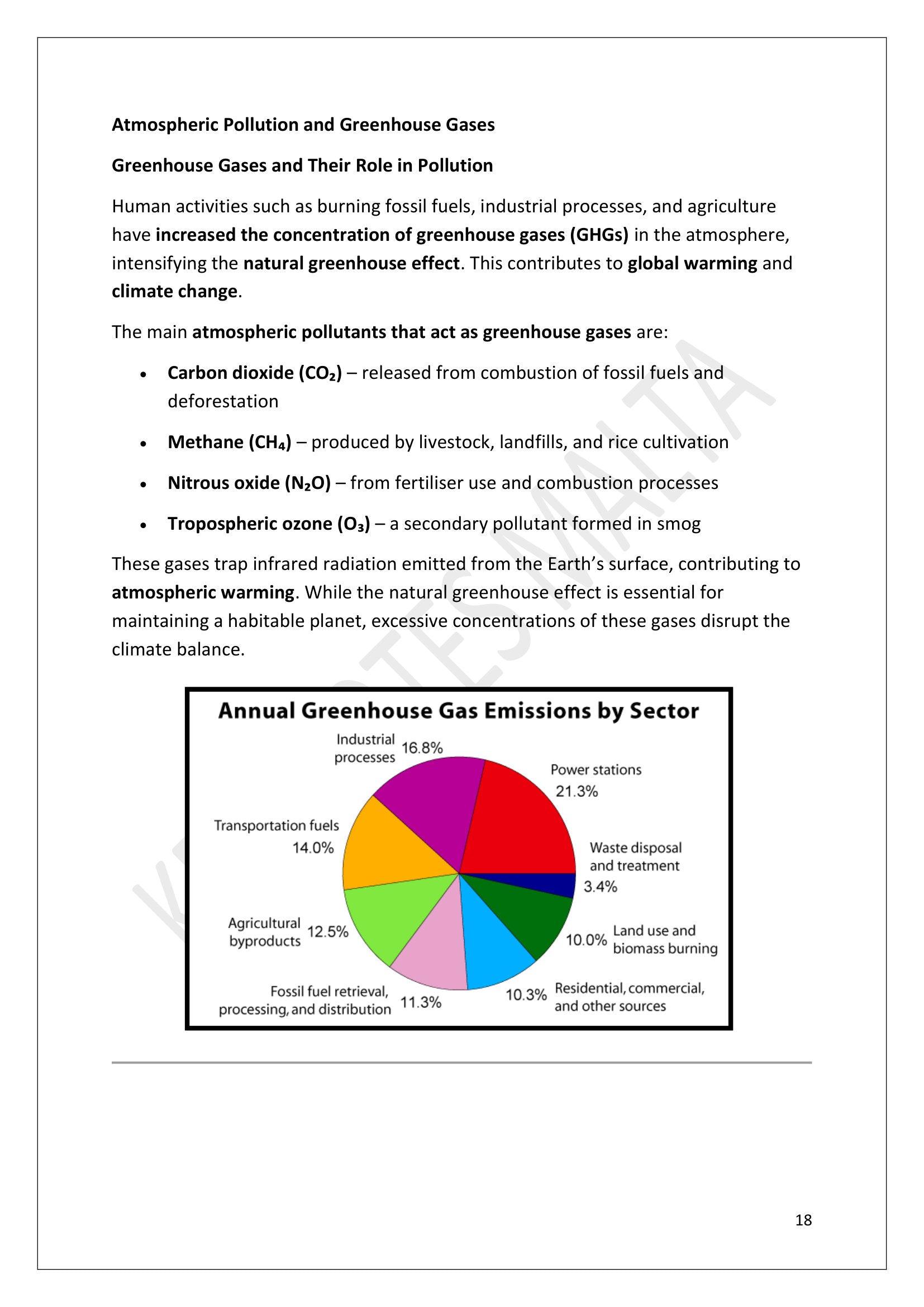 The Atmosphere and Air Pollution: greenhouse gases and emissions by sector (page 18)