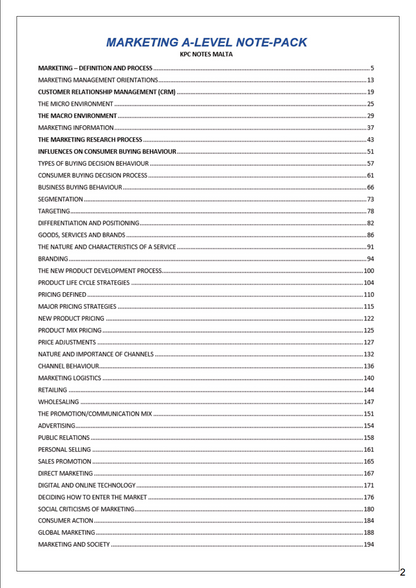 Marketing A-level | Notes & Model Essays