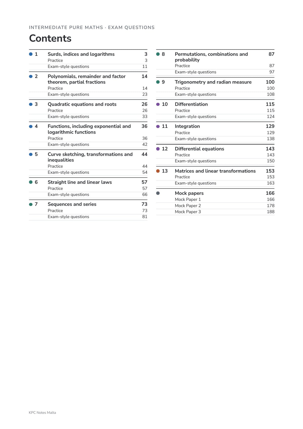 Exam Questions: contents, practice and exam-style questions for every chapter and three mock papers (page 2)