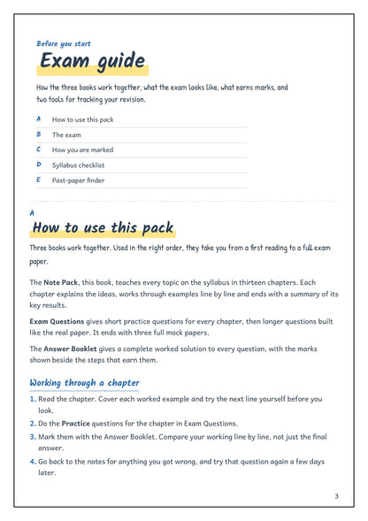Note Pack: the exam guide and how the three books work together (page 3)