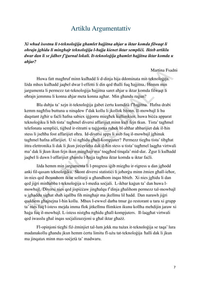 Komponimenti Mudelli: artiklu argumentattiv (paġna 7)