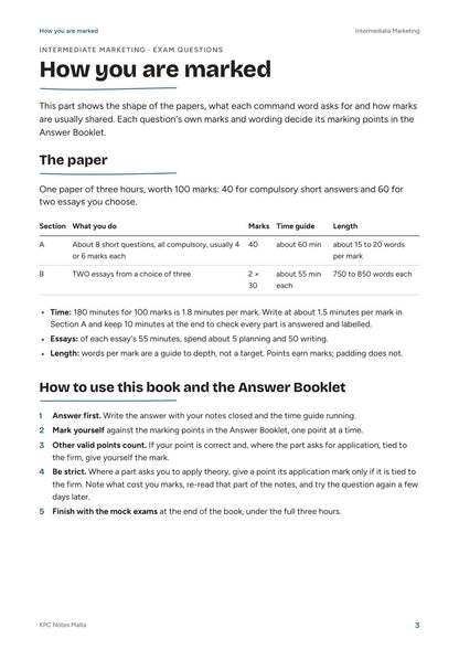 Intermediate Marketing, Exam Questions: how you are marked (page 3)
