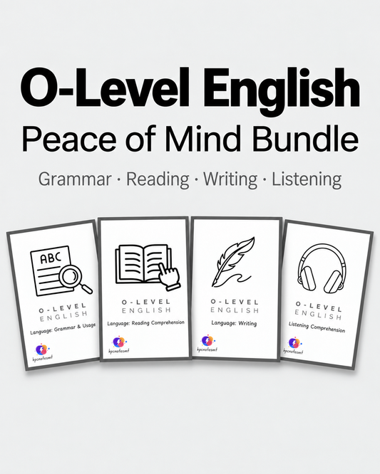 O-Level English Peace of Mind Bundle: Grammar, Reading, Writing and Listening workbooks from KPC Notes Malta