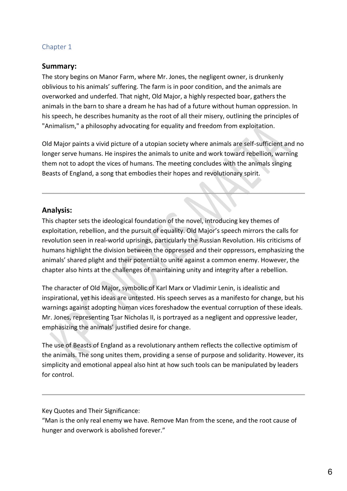 Chapter Summaries: Chapter 1, with summary, analysis and key quotes (page 6)