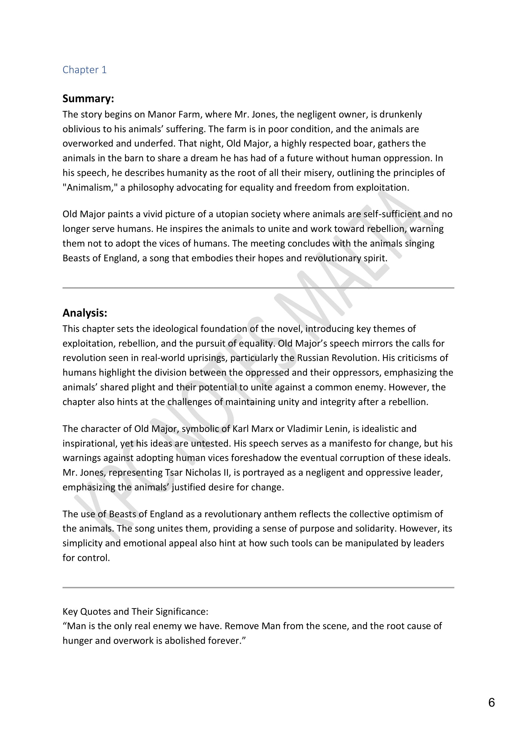 Chapter Summaries: Chapter 1, with summary, analysis and key quotes (page 6)
