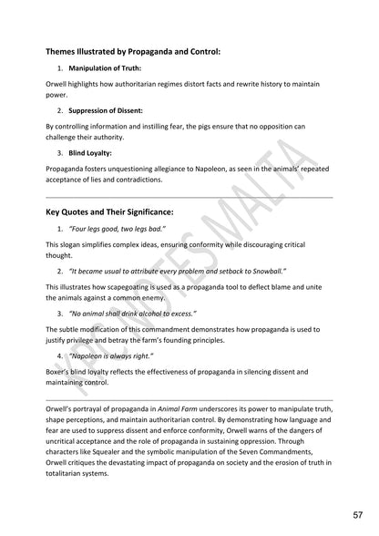 Themes and Motifs: propaganda and control, with key quotes explained (page 57)