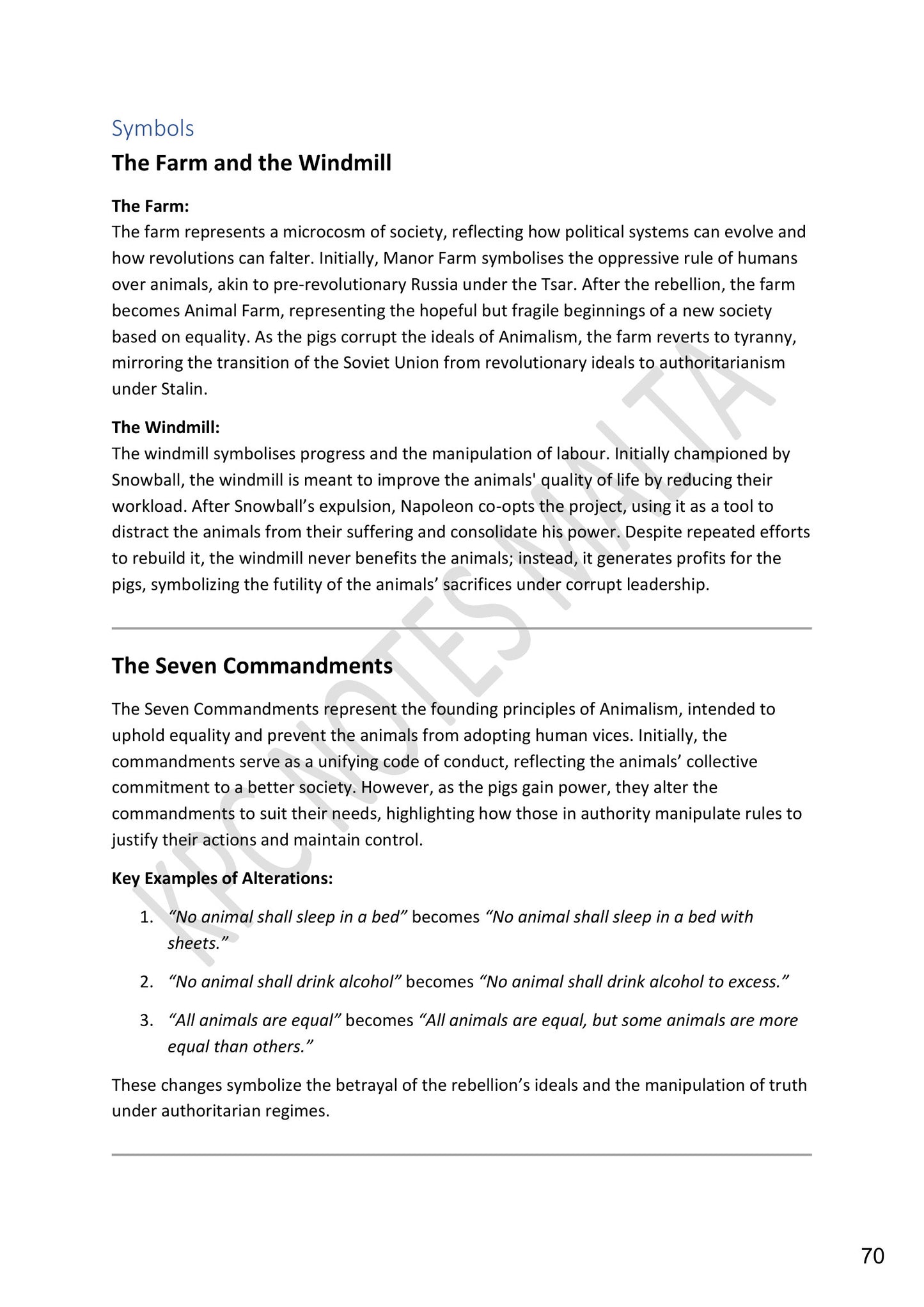Symbols: the farm and the windmill (page 70)