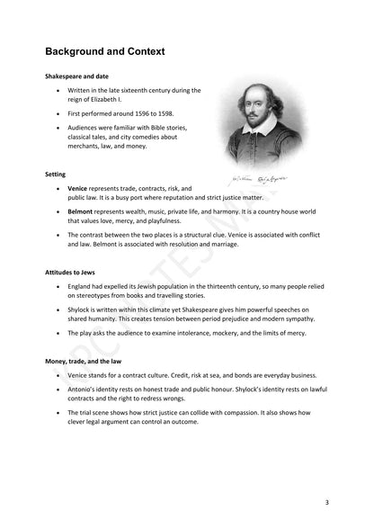 Background and Context: date, setting and what the first audiences knew (page 3)