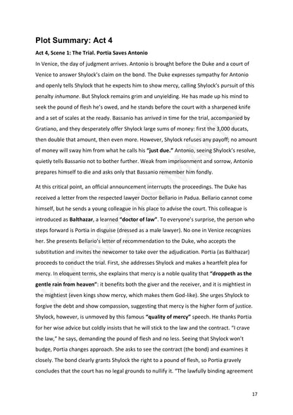 Plot Summary: Act 4, the trial scene (page 17)