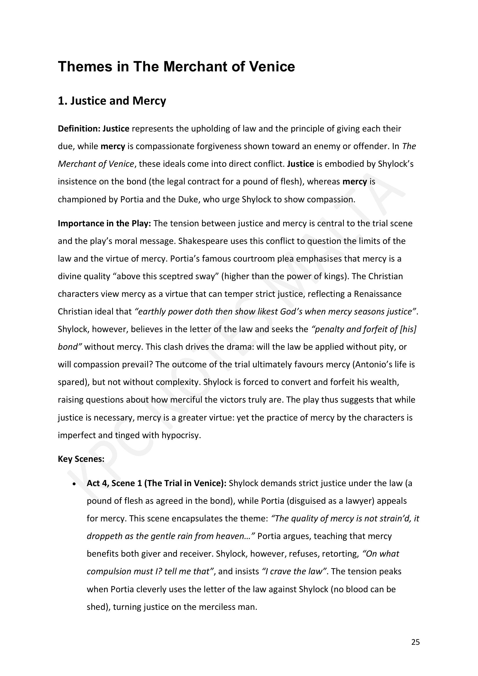 Themes: justice and mercy in conflict (page 25)