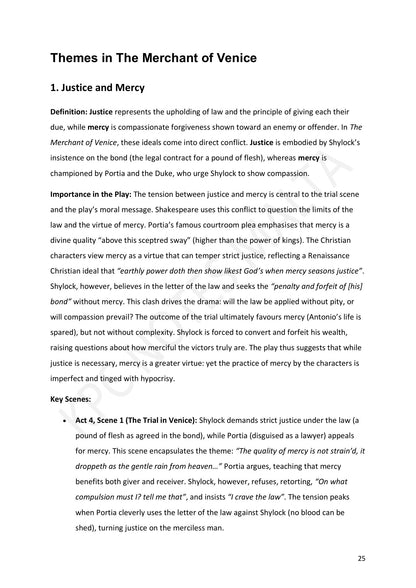 Themes: justice and mercy in conflict (page 25)