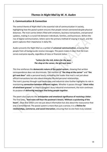 Night Mail: themes, starting with communication and connection (page 18)