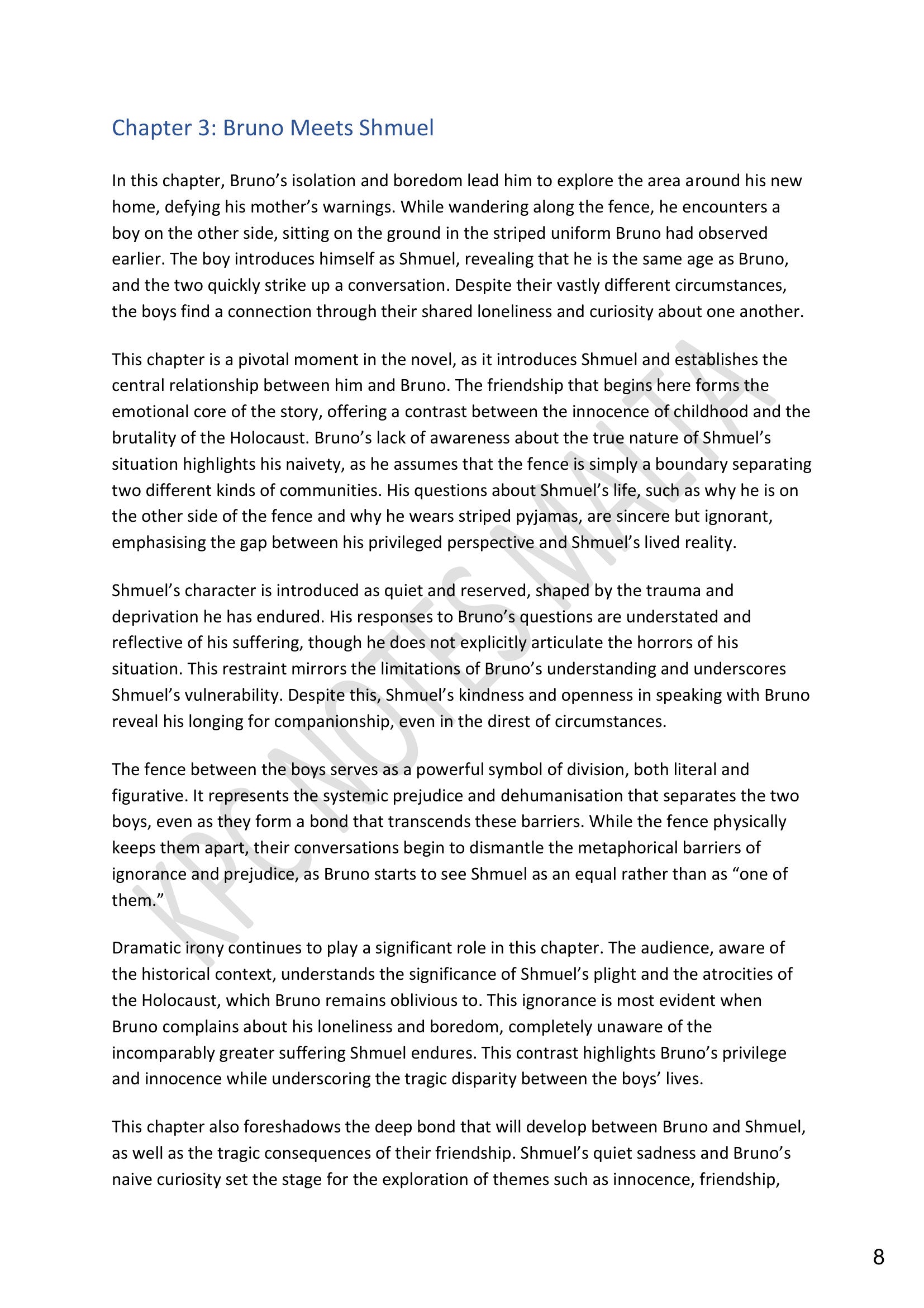 Chapter Summaries: Chapter 3, Bruno meets Shmuel (page 8)