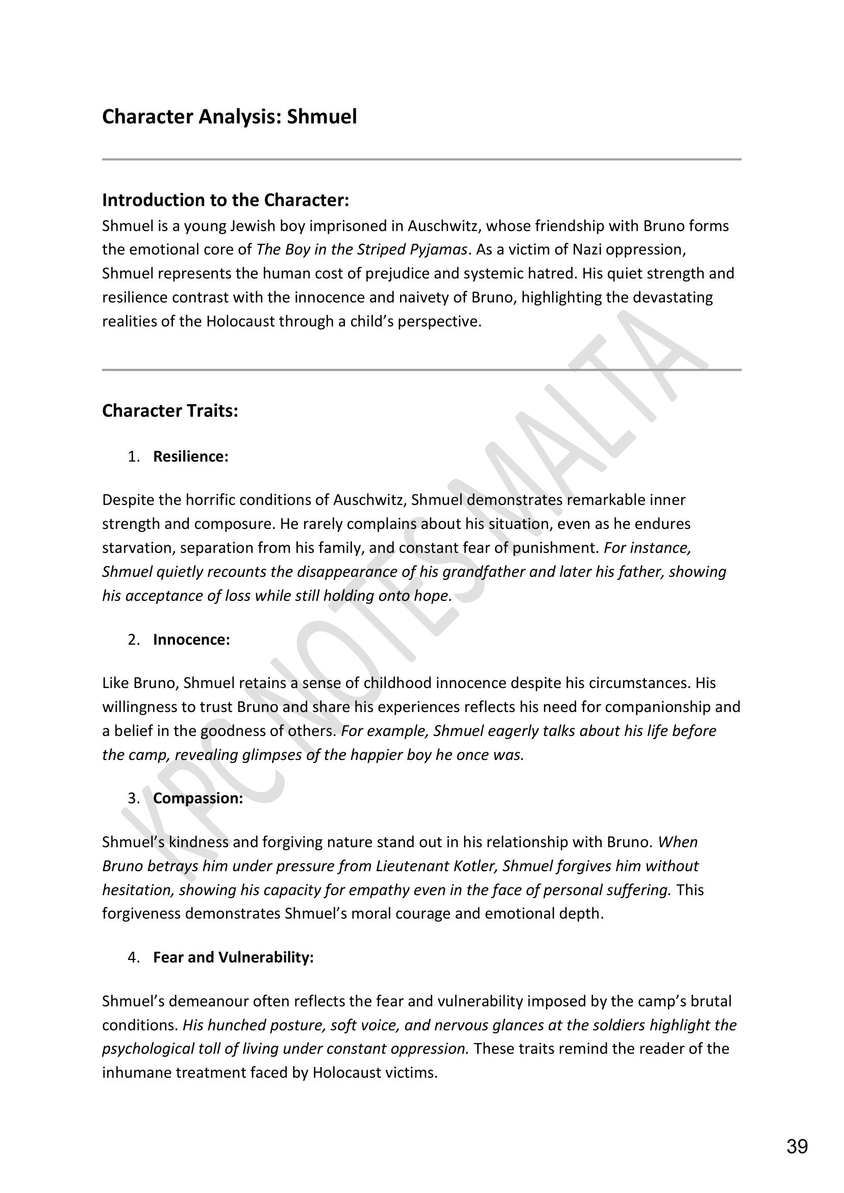 Character Analysis: Shmuel, his traits and what he represents (page 39)