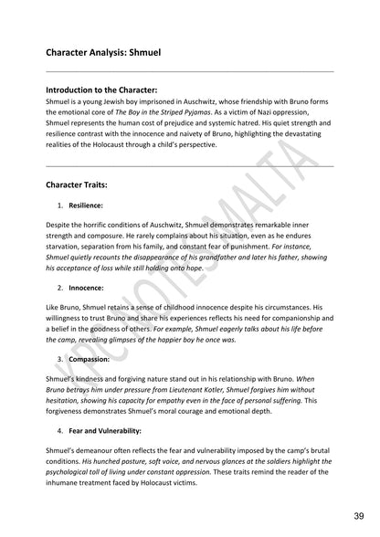 Character Analysis: Shmuel, his traits and what he represents (page 39)