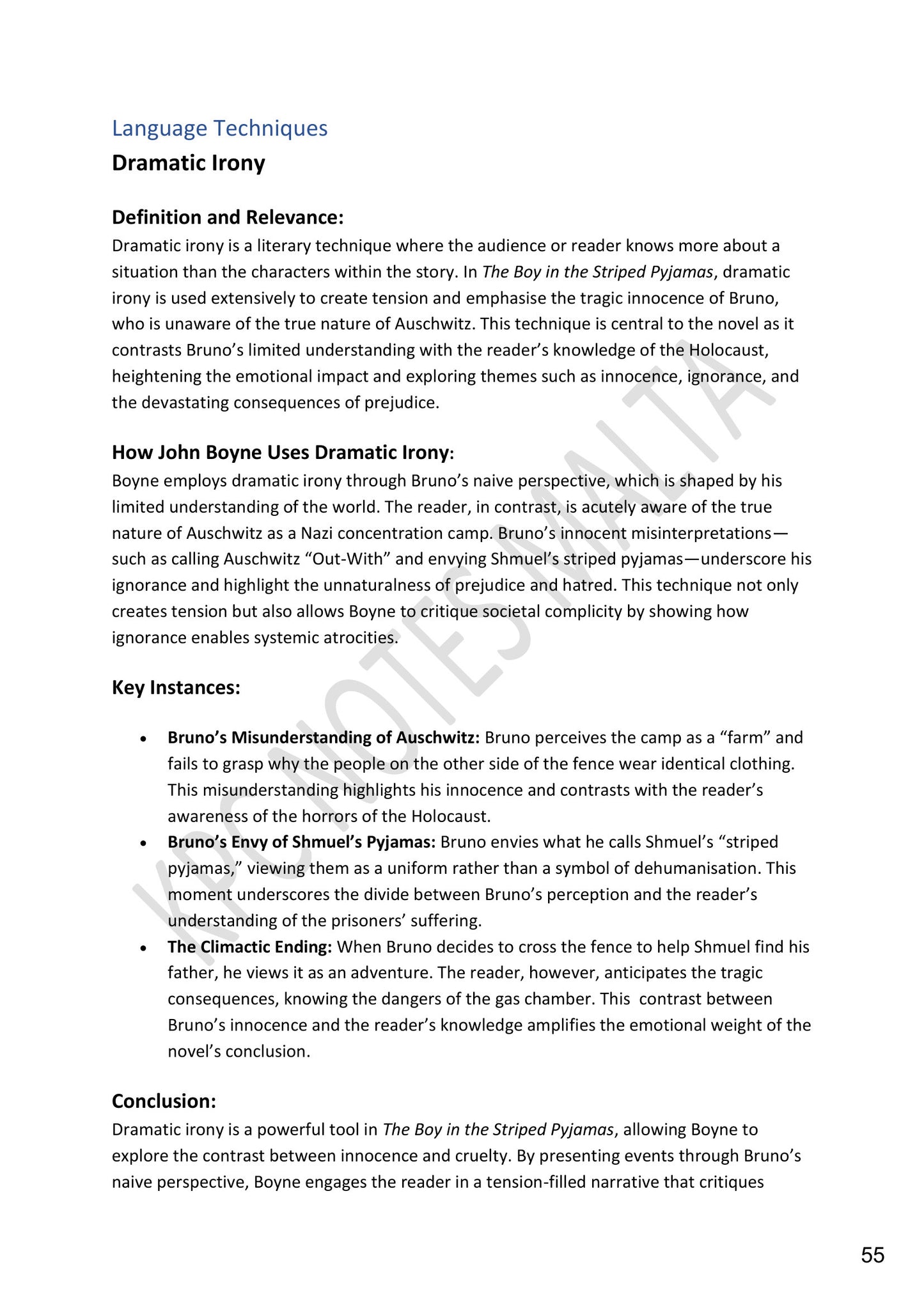 Language Techniques: dramatic irony and how Boyne uses it (page 55)
