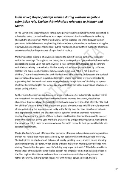 Model Essays: a full essay on how Boyne presents Mother and Maria (page 91)