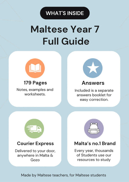 Overview: 178 paġna ta' noti, eżempji u worksheets, bi ktejjeb tat-tweġibiet separat