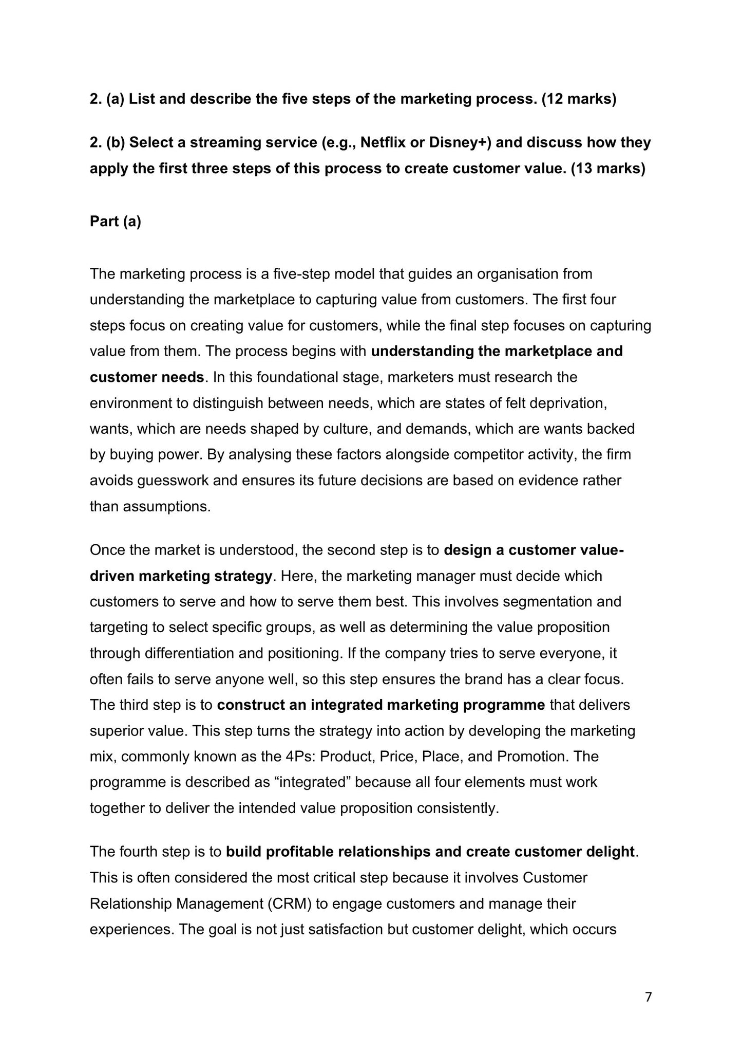 The Definition and Process: model essay on the five steps of the marketing process (model essays page 7)