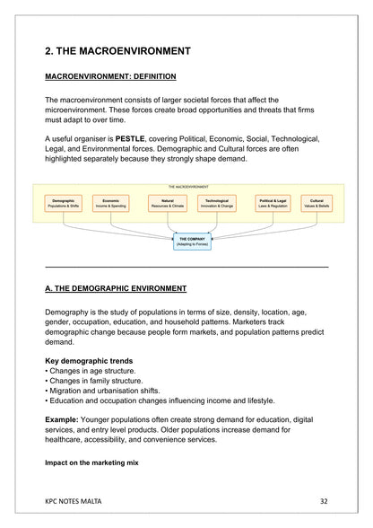 The Marketing Environment: the macroenvironment and demographic forces (notes page 32)
