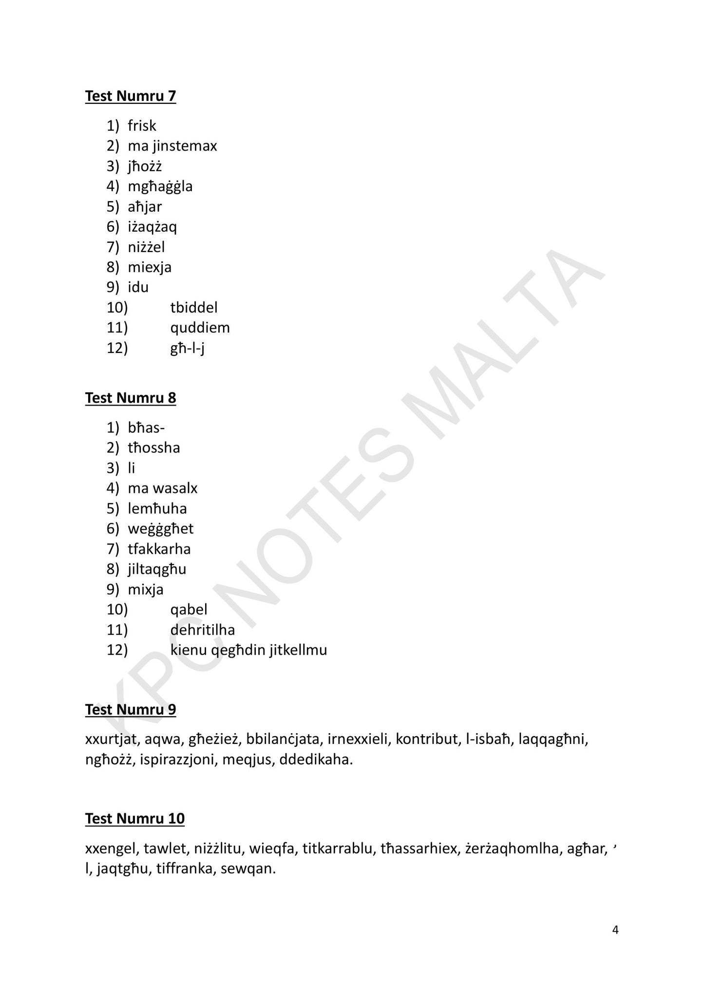 Tweġibiet: eżerċizzji 7 sa 10 (paġna 4)