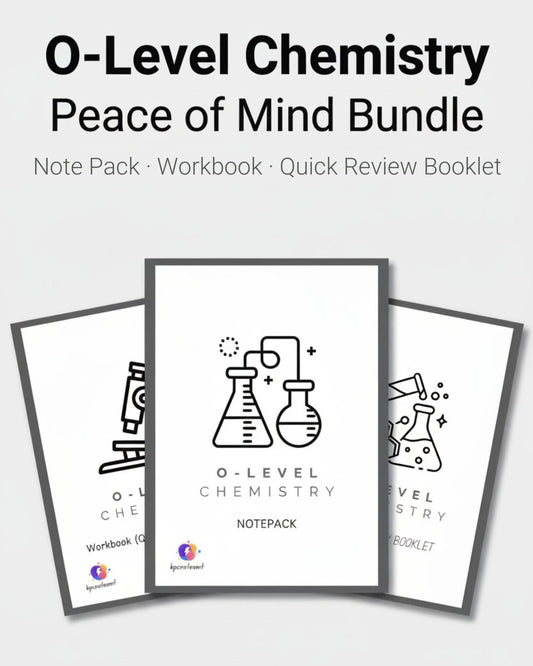 O-Level Chemistry Full Syllabus Bundle by KPC Notes Malta: Note Pack, Workbook and Quick Review Booklet