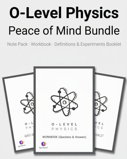 O-Level Physics Full Syllabus Bundle by KPC Notes Malta: Note Pack, Workbook and Definitions & Experiments Booklet