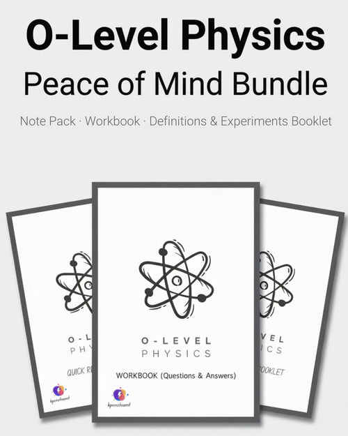 O-Level Physics Full Syllabus Bundle by KPC Notes Malta: Note Pack, Workbook and Definitions & Experiments Booklet