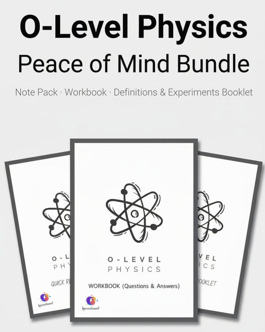 O-Level Physics Full Syllabus Bundle by KPC Notes Malta: Note Pack, Workbook and Definitions & Experiments Booklet