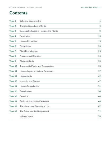 Contents: all 19 topics with page numbers, plus the A to Z index
