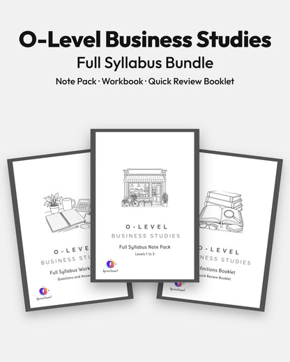O-Level Business Studies Full Syllabus Bundle by KPC Notes Malta: Note Pack, Workbook and Quick Review Booklet
